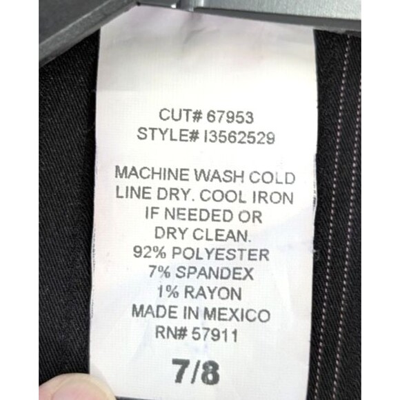 Women's Blazer Size 7/8 Black Pinstriped Hooks Front Tie Belt Long Sleeve Career - Picture 6 of 16